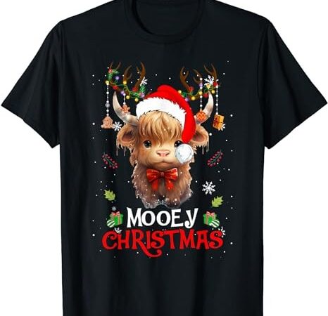 Cute santa cows mooey christmas heifer highland cow apparel t-shirt