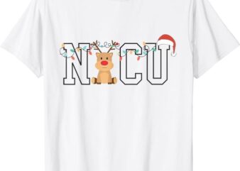 Cute Santa Hat Reindeer Christmas Light Xmas NICU Nurse T-Shirt