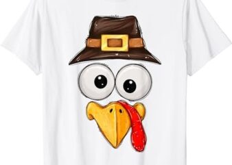 Cute Turkey Face Glasses Boys Kids Mens Thanksgiving Family T-Shirt