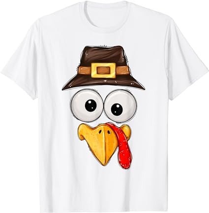 Cute turkey face glasses boys kids mens thanksgiving family t-shirt