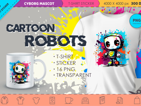 Cute cartoon robot. t-shirt, sticker.