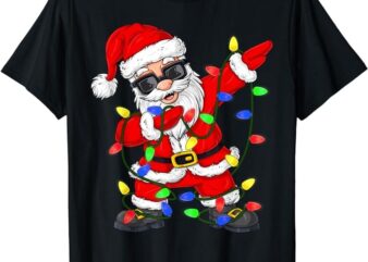 Dabbing Santa Claus Christmas Tree Lights Boys Kids Dab Xmas T-Shirt