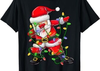 Dabbing Santa Shirt for Boys Girls Christmas Tree Lights T-Shirt