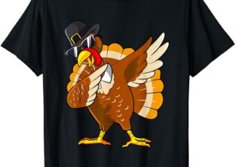 Dabbing Turkey Thanksgiving Day Gifts Pilgrim Boys Kids Men T-Shirt