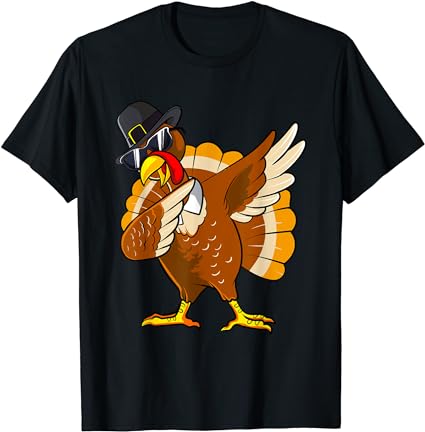 Dabbing turkey thanksgiving day gifts pilgrim boys kids men t-shirt