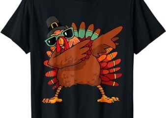 Dabbing Turkey Thanksgiving Day Pilgrim Boys Girls Funny Dab T-Shirt