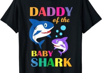 Daddy Of The Baby Birthday Shark Daddy Shark Christmas Day T-Shirt