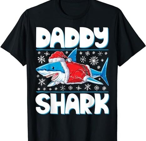 Daddy shark santa t shirt christmas family matching pajamas t-shirt