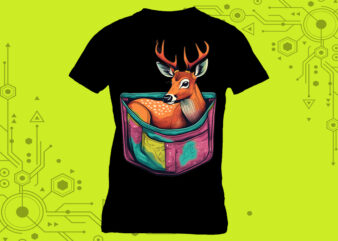 Discover the charm of our Sweet Deer Clipart Masterpieces, meticulously crafted for Print on Demand websites t shirt vector illustration