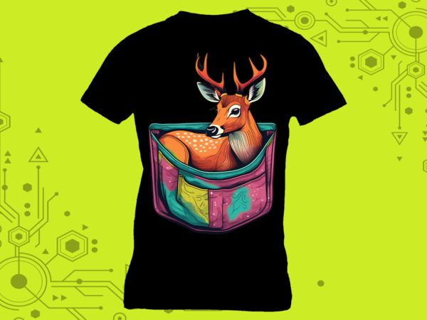 Discover the charm of our sweet deer clipart masterpieces, meticulously crafted for print on demand websites t shirt vector illustration