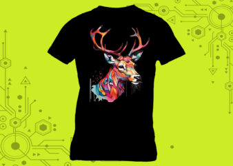 Discover the enchanting world of our Enchanting Deer Illustrations in Clipart, meticulously crafted for Print on Demand websites t shirt vector illustration
