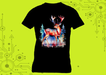 Discover our enchanting Delightful Pocket Deer Art in Clipart Form, tailor-made for Print on Demand platforms t shirt vector illustration