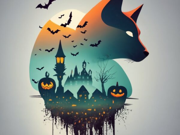 Design a captivating and eerie halloween-themed t-shirt featuring spooky silhouettes. create a minimalist masterpiece that showcases the sil