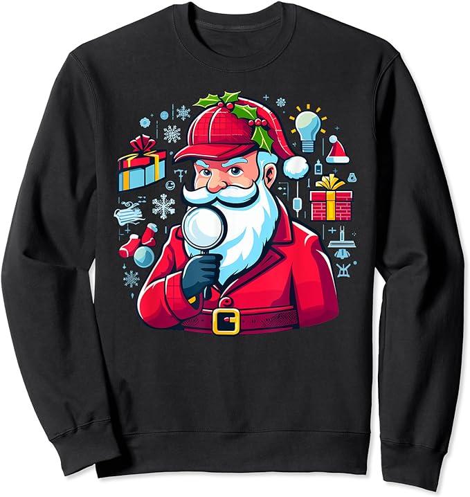 Detective Santa Claus Christmas Kids Men Women Investigator Sweatshirt