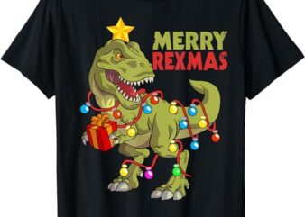 Dinosaur Christmas Merry Rexmas Kids Boys Toddler Dino T-Shirt
