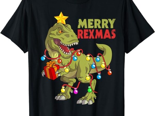 Dinosaur christmas merry rexmas kids boys toddler dino t-shirt