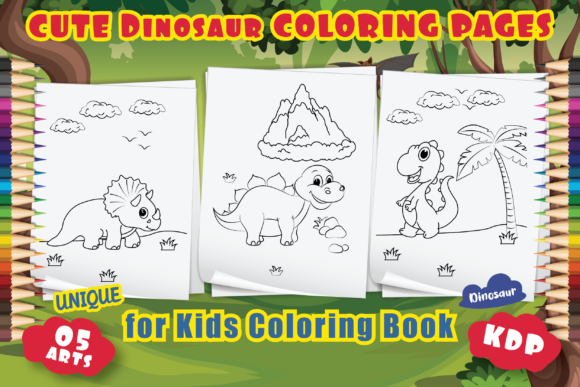 Dinosaur coloring book for kids vol-1 t shirt vector illustration