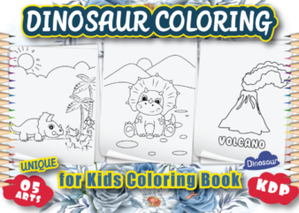 Dinosaur Coloring Page KDP for Kids t shirt vector illustration