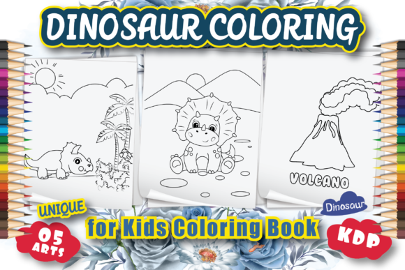 Dinosaur coloring page kdp for kids t shirt vector illustration