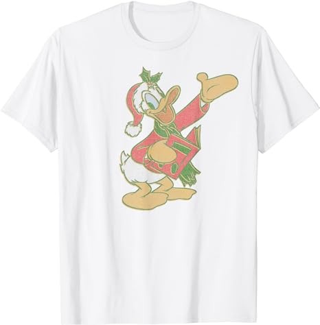 Disney Donald Duck Christmas Caroling Portrait T-Shirt