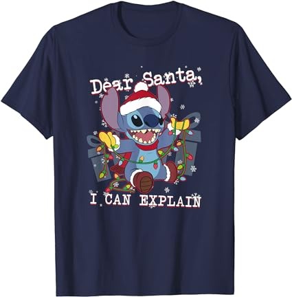 Disney lilo & stitch christmas dear santa, i can explain short sleeve t-shirt