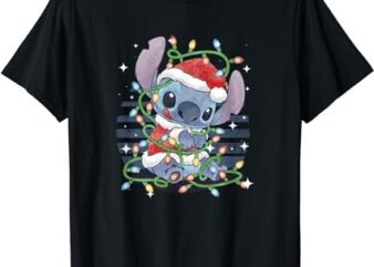 Disney Lilo & Stitch Christmas Tangled Lights Portrait T-Shirt