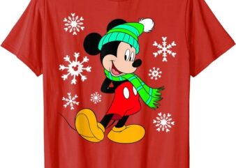 Disney Mickey Mouse Holiday Snowflakes Portrait Christmas T-Shirt