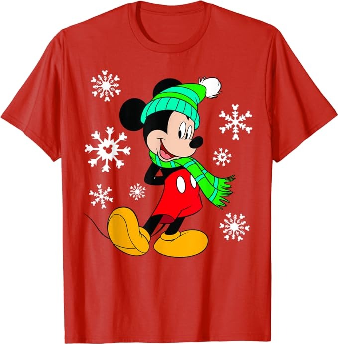 Disney Mickey Mouse Holiday Snowflakes Portrait Christmas T-Shirt