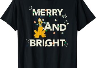 Disney Pluto Merry and Bright Christmas Holiday T-Shirt