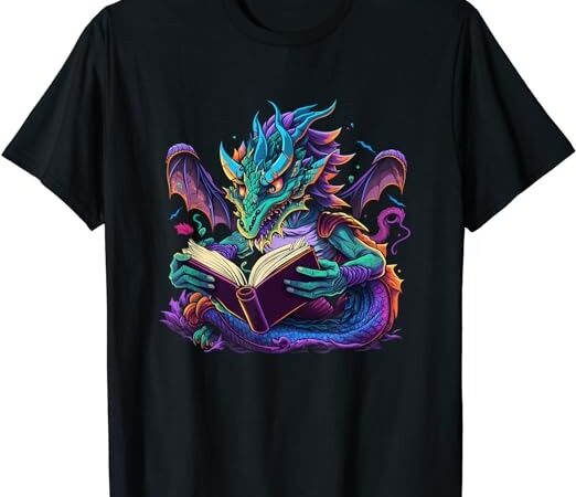 Dragon reading book t-shirt