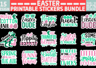 Easter Printable Stickers Bundle vector clipart
