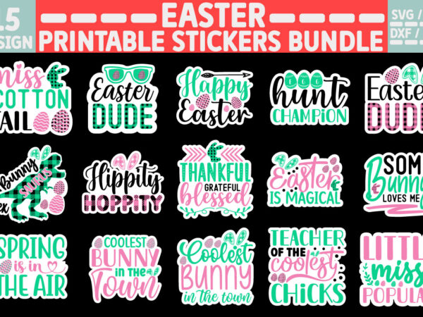 Easter printable stickers bundle vector clipart