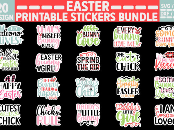 Easter printable stickers bundle vector clipart