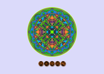 Elegant mandala flourish cannabis mushrooms