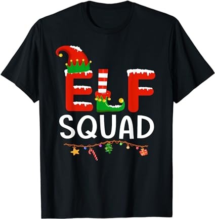 Elf family christmas matching pajamas xmas shirt, elf squad t-shirt
