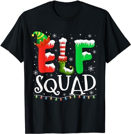 Elf family christmas matching pajamas xmas elf squad t-shirt