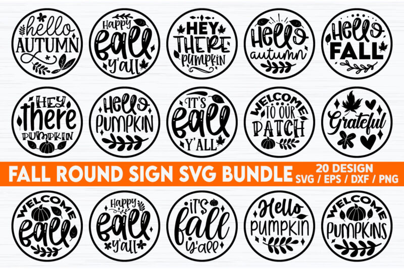 Fall Round Sign SVG Bundle