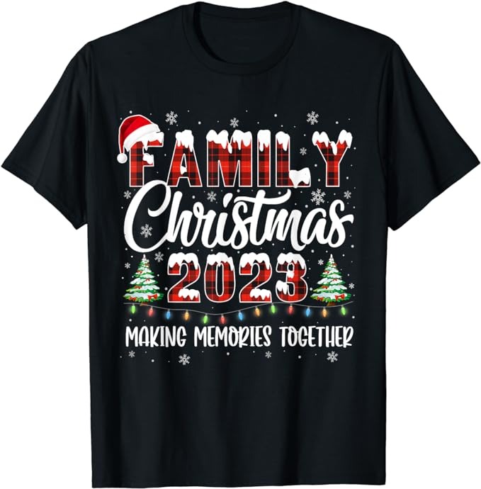Family Christmas 2023 Matching Squad Santa Red Plaid Xmas T-Shirt - Buy ...