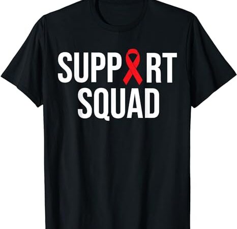 Family hiv awareness red ribbon men women aids support squad t-shirt