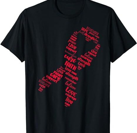 Family hiv awareness red ribbon men women aids survivor t-shirt 2