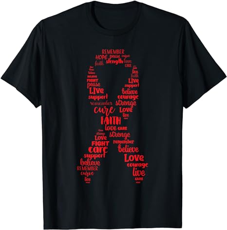 Family HIV Awareness Red Ribbon Men Women AIDS Survivor T-Shirt