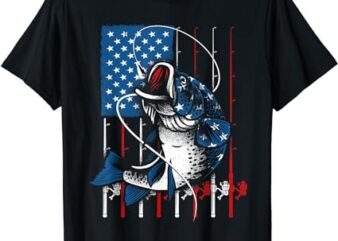 Fishing Art For Men Women American Flag USA Fishing Lover T-Shirt