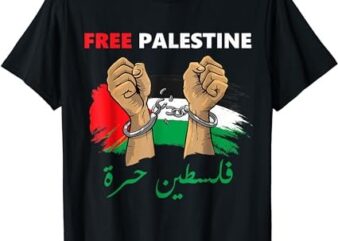 Free Gaza Free Palestine Flag Arabic Human Rights T-Shirt