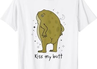 Frog Art Cottagecore Kiss My Butt Funny Frog Lovers Adult T-Shirt
