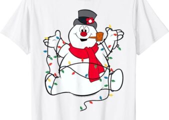 Frosty The Snowman Christmas Lights Portrait Short Sleeve T-Shirt