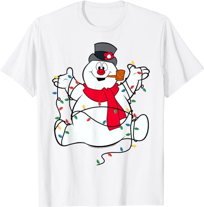 Frosty The Snowman Christmas Lights Portrait Short Sleeve T-Shirt