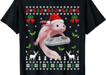 Fun Axolotl Gamer Axolotl Lover Ugly Christmas Sweater Tee T-Shirt