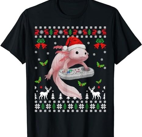 Fun axolotl gamer axolotl lover ugly christmas sweater tee t-shirt
