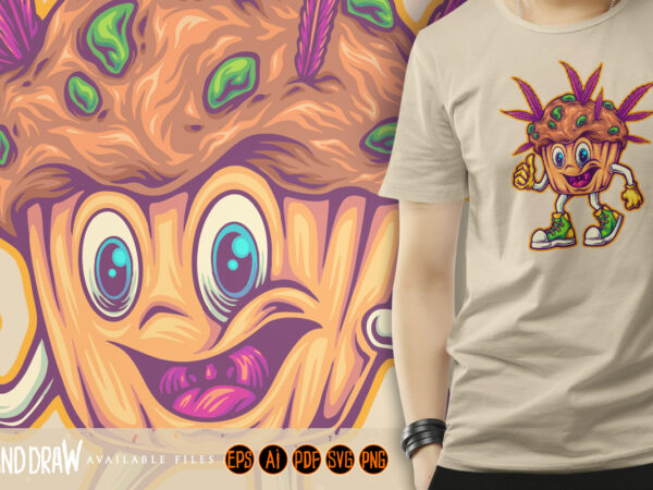 Funky cupcake cannabis bliss t shirt graphic design