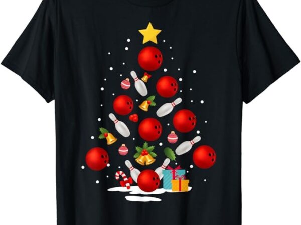 Funny bowling christmas tree lights xmas gifts for men women short sleeve t-shirt